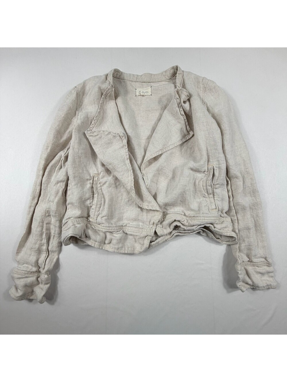 Love & Grey Women's 100% Linen Light Beige Jacket XS